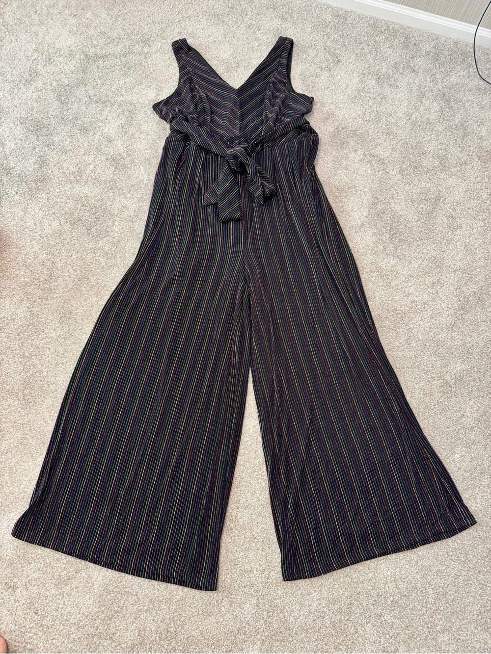 Torrid Rainbow Sparkle Pinstripe Wide Leg Jumpsuit Party Cocktail Holiday 3X